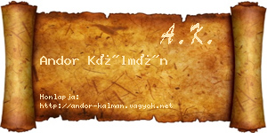 Andor Kálmán névjegykártya